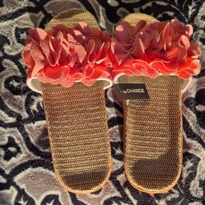 Coral Ruffle Slide Sandals ByChance